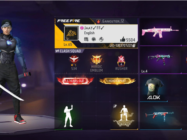 Level 65 Free Fire | 9 Mythic Bundle | 1 Evo Guns