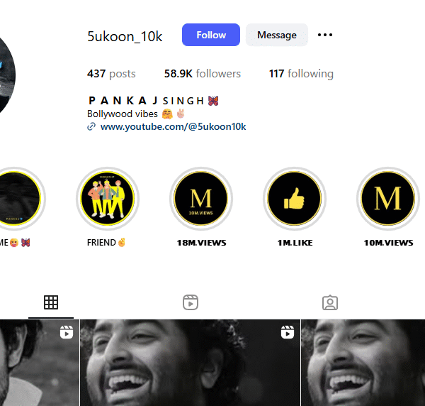 58k+ Follower Instagram Page | 27k Monthly Reach | Song Niche