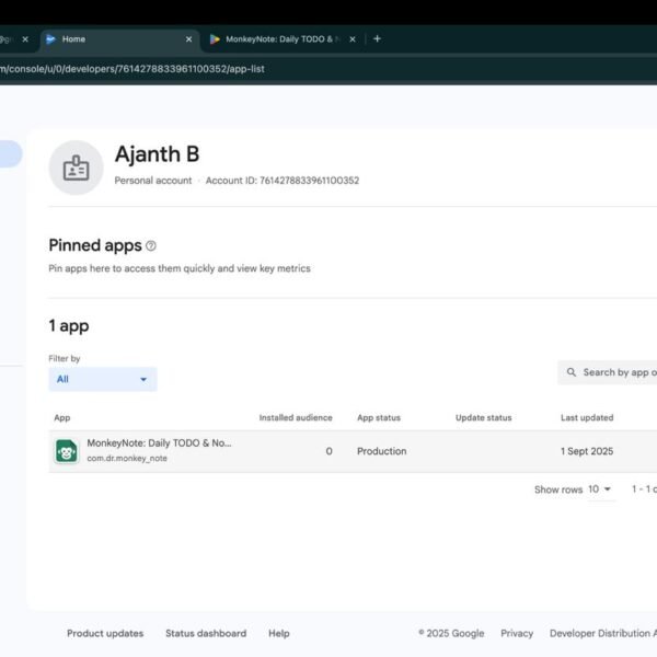 1 App Live | 2021 Google Console | No Issue