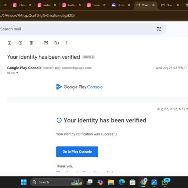 3 Month Old Identity Verified Play Console | No App