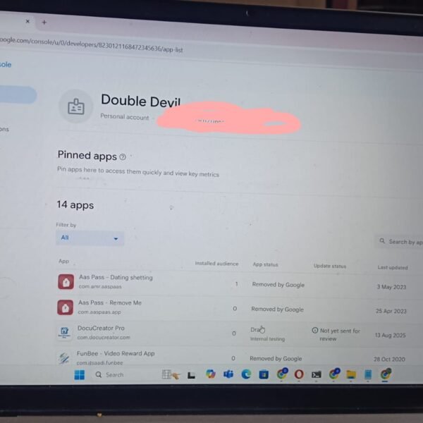 5 Year Verified Google Console | 6 App Live | 1 Removed By Google