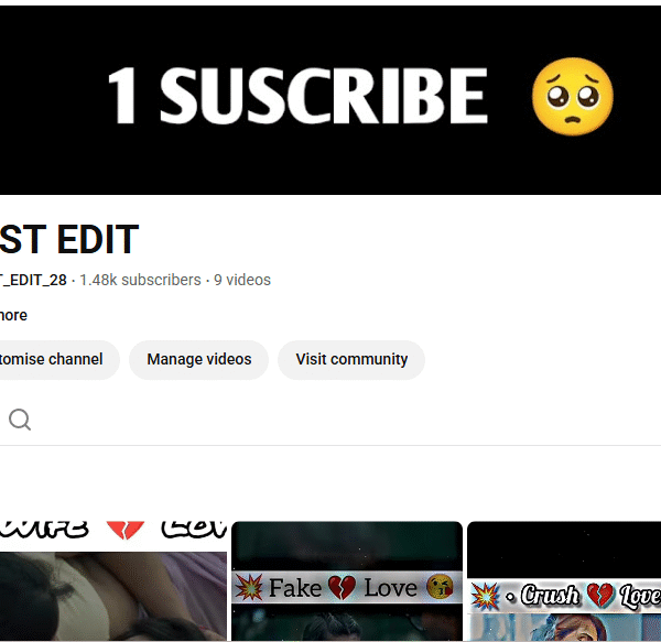 1k+ Subscriber Non-Monetised Channel | 14k+ Monthly View | 1 Active Strike