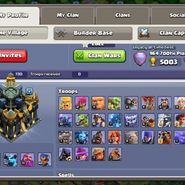 Town Hall 17 | 4870 Gems | 5 Heros