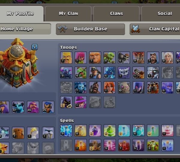 Town Hall 16 | 7k+ Gems | 5 Heros
