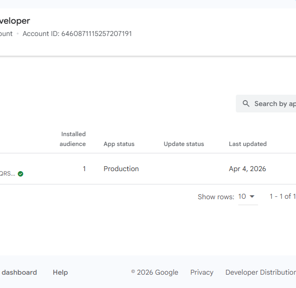 1 App Publish Google Console | 3 Month Old | No Policy Issue