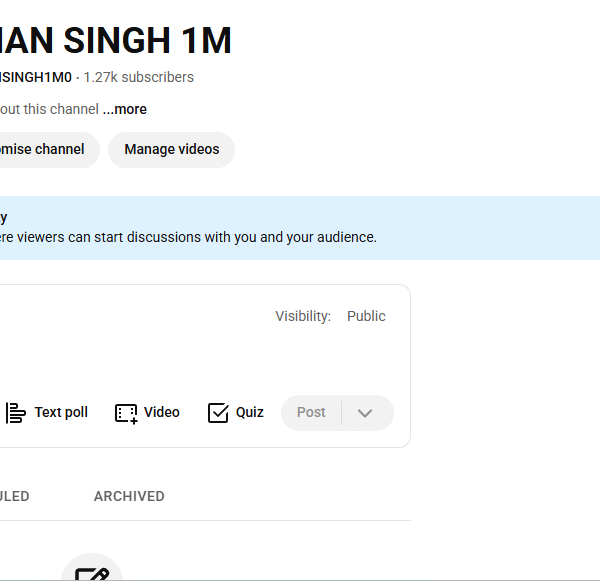 1.2k Subscriber Non-Monetised Channel | Low View | No Strike