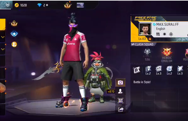 Level 63 Free Fire | 52 Bundles | 1 Evo Guns