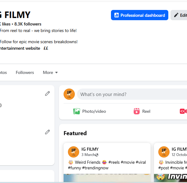 Monetized Page | 8k Follower | 500k View